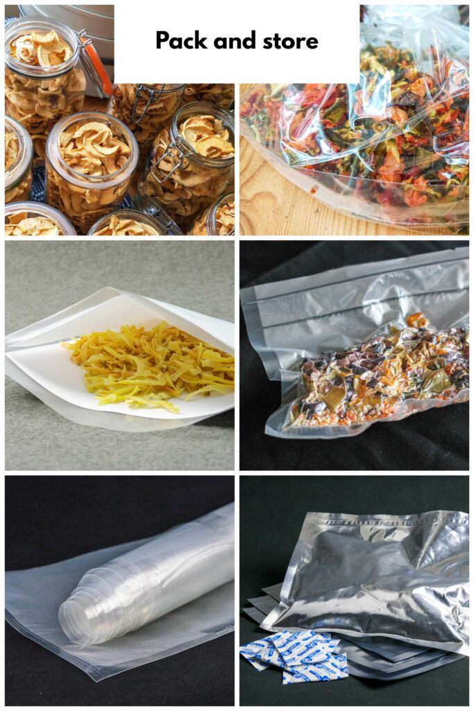 pack and store dehydrated food