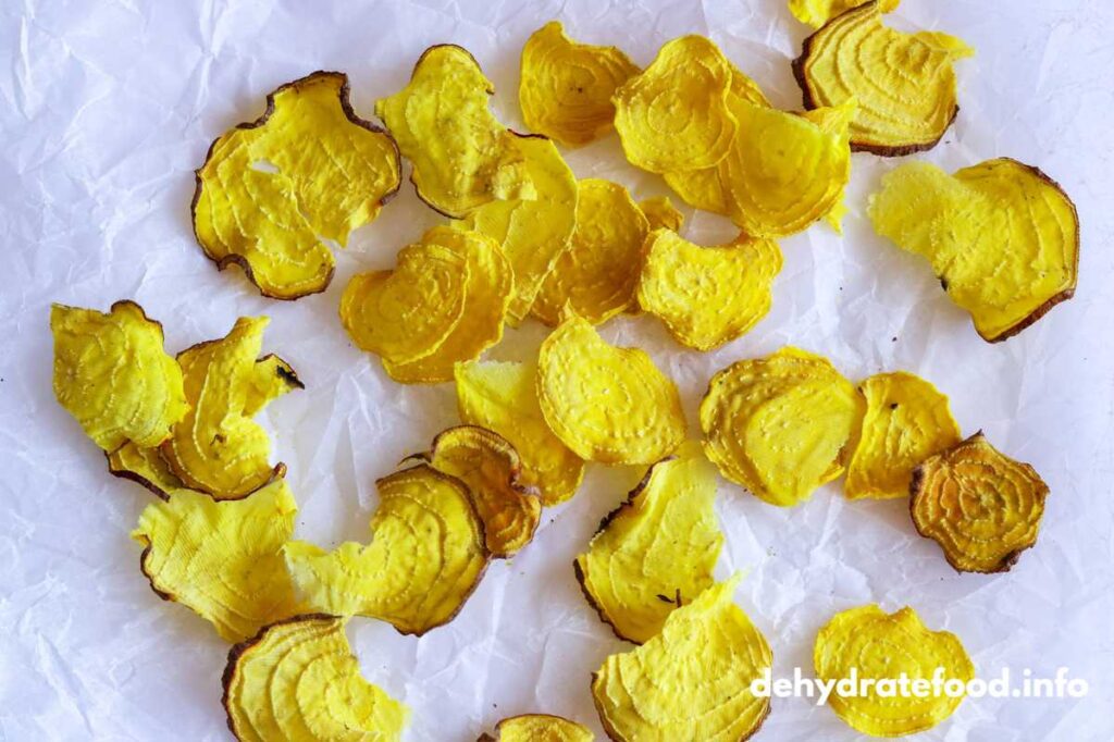 Dried chips from yellow beetroot